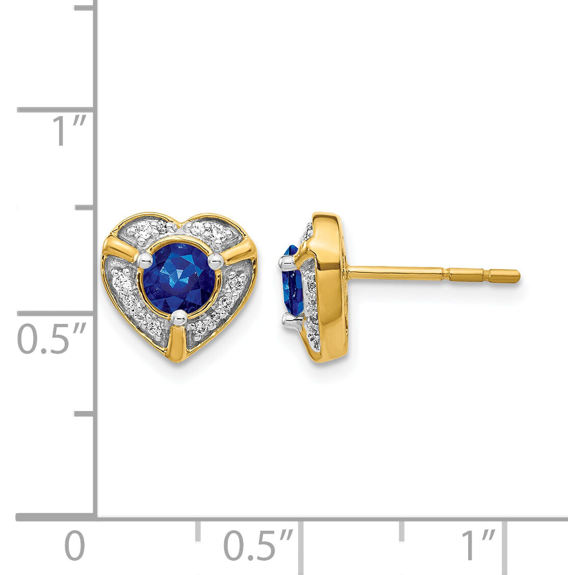 14k Diamond and Sapphire Fancy Heart Earrings-EM3921-SA-014-YA