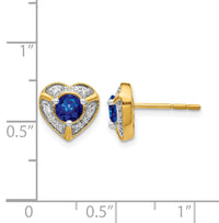 14k Diamond and Sapphire Fancy Heart Earrings-EM3921-SA-014-YA