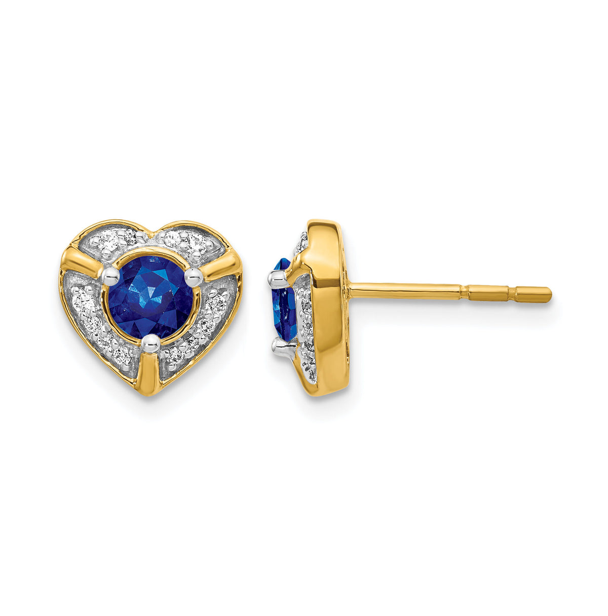 14k Diamond and Sapphire Fancy Heart Earrings-EM3921-SA-014-YA
