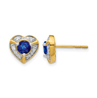 14k Diamond and Sapphire Fancy Heart Earrings-EM3921-SA-014-YA