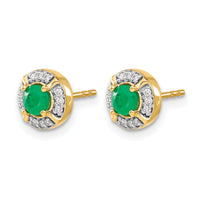 14k Diamond and Emerald Fancy Halo Earrings-EM3922-EM-012-YA