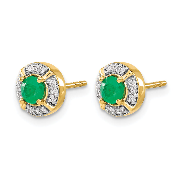 14k Diamond and Emerald Fancy Halo Earrings-EM3922-EM-012-YA