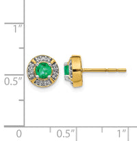 14k Diamond and Emerald Fancy Halo Earrings-EM3922-EM-012-YA