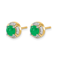14k Diamond and Emerald Fancy Halo Earrings-EM3922-EM-019-YA