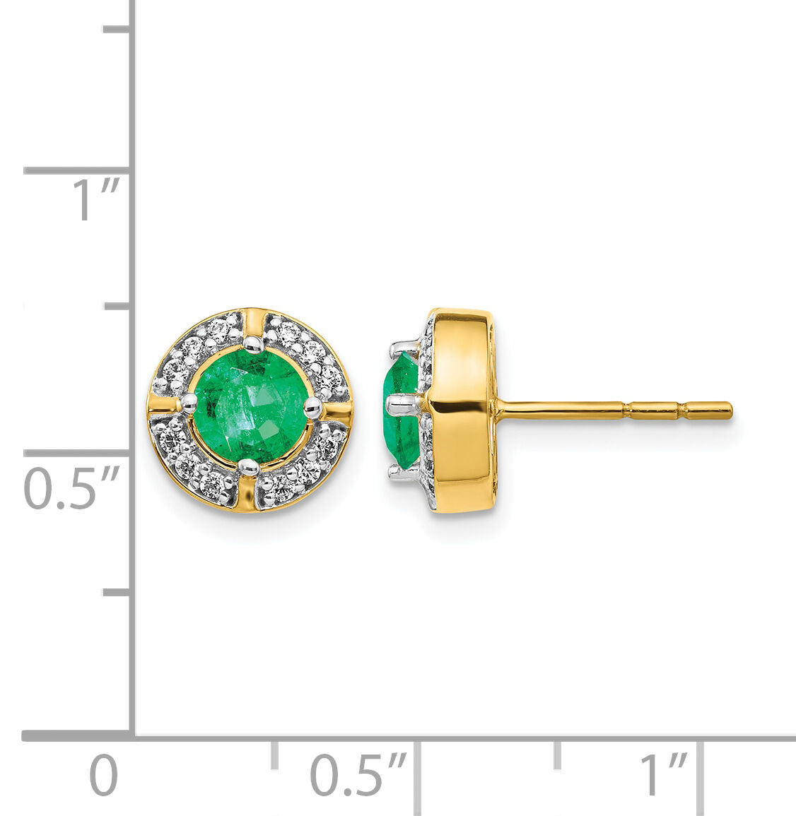 14k Diamond and Emerald Fancy Halo Earrings-EM3922-EM-019-YA