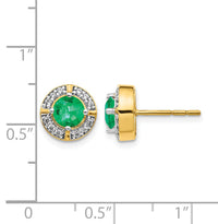 14k Diamond and Emerald Fancy Halo Earrings-EM3922-EM-019-YA