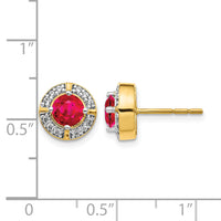 14k Diamond and Ruby Fancy Halo Earrings-EM3922-RU-019-YA