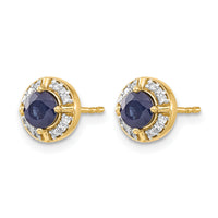 14k Diamond and Sapphire Fancy Halo Earrings-EM3922-SA-015-YA
