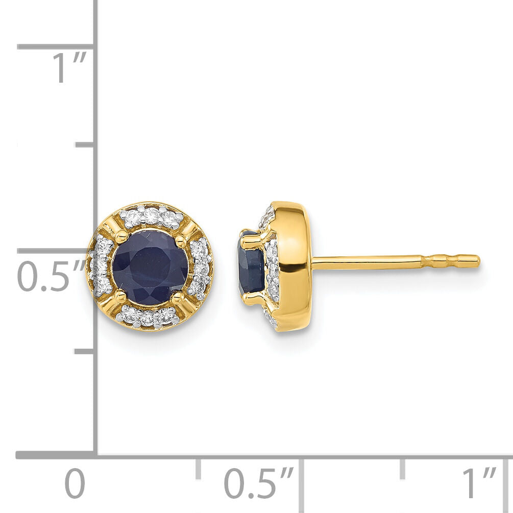 14k Diamond and Sapphire Fancy Halo Earrings-EM3922-SA-015-YA