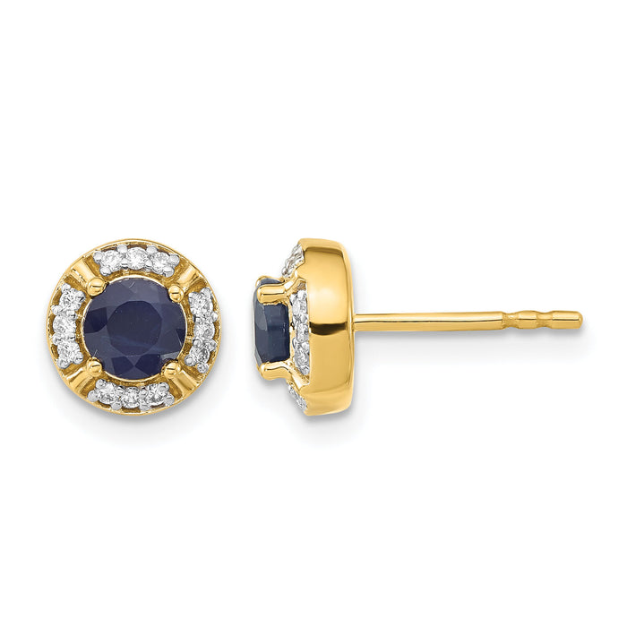 14k Diamond and Sapphire Fancy Halo Earrings-EM3922-SA-015-YA