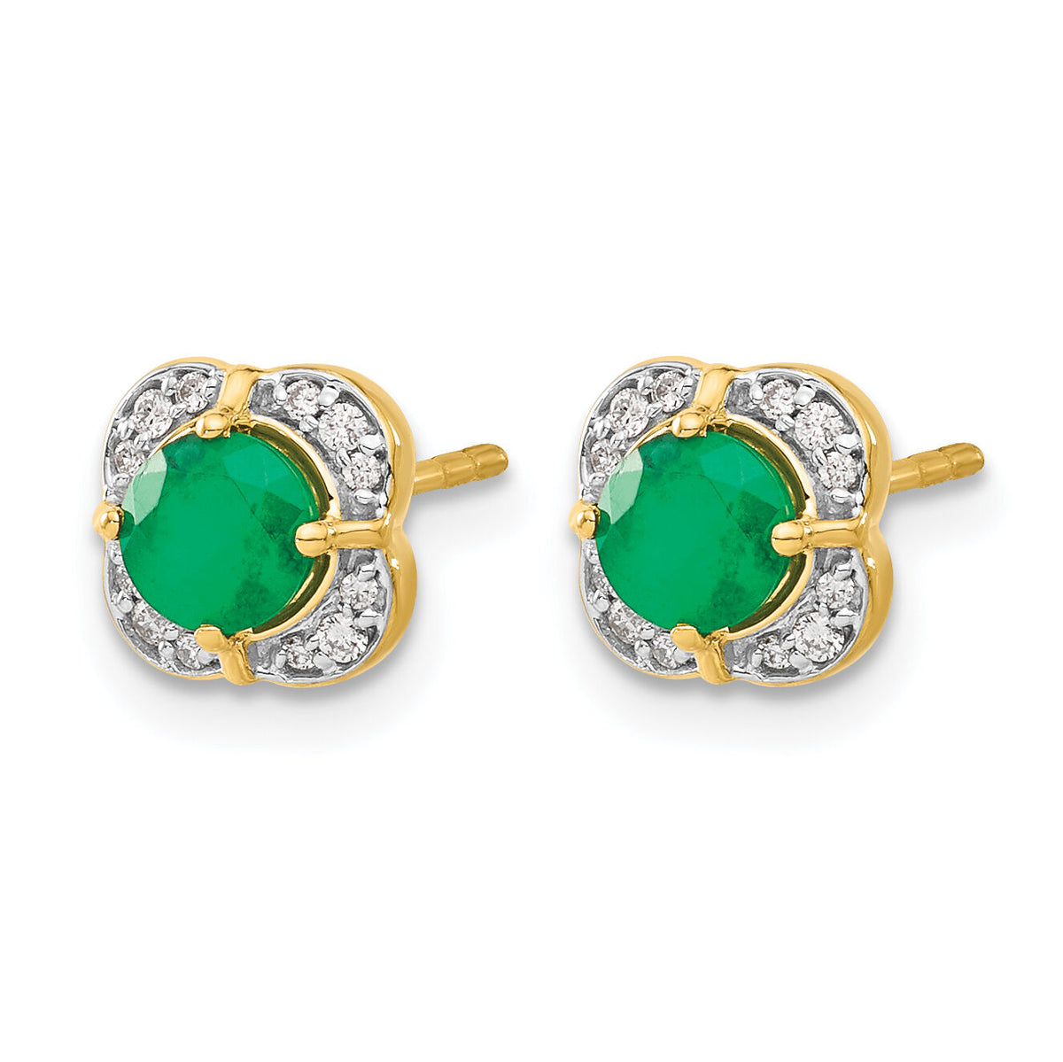 14k Diamond and Emerald Fancy Earrings-EM3923-EM-010-YA