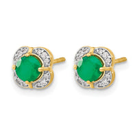 14k Diamond and Emerald Fancy Earrings-EM3923-EM-010-YA
