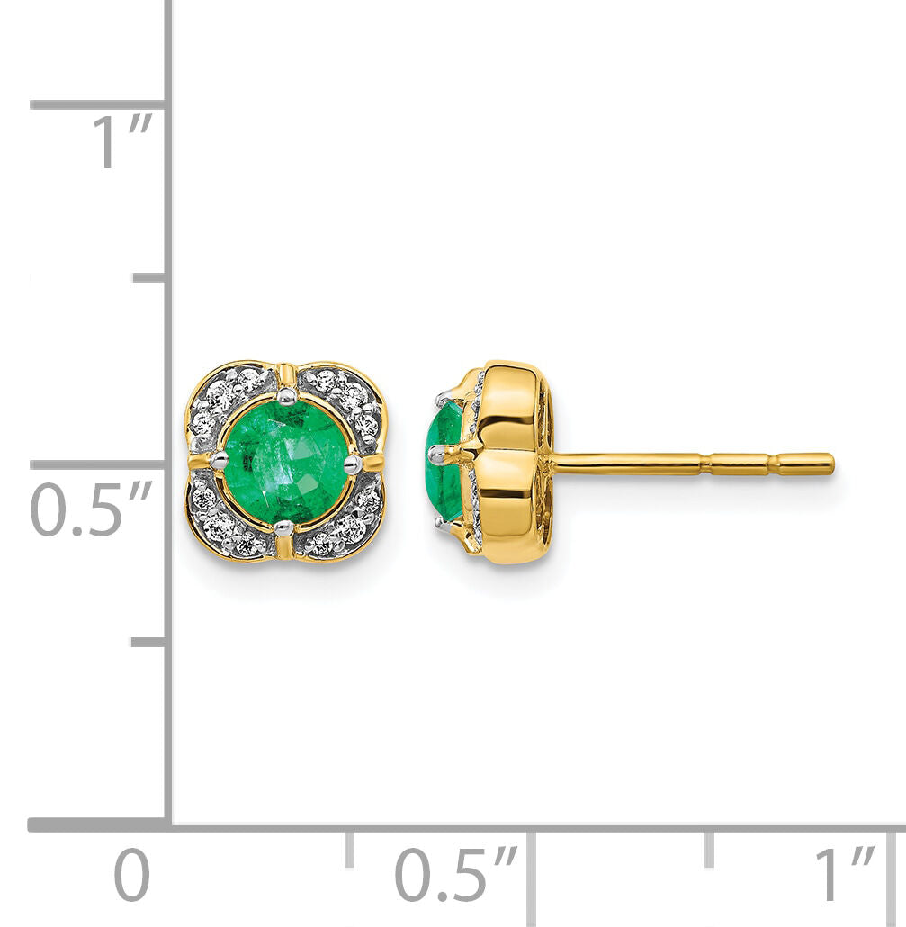 14k Diamond and Emerald Fancy Earrings-EM3923-EM-010-YA