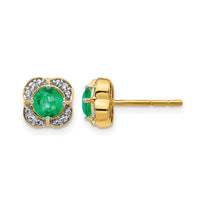 14k Diamond and Emerald Fancy Earrings-EM3923-EM-010-YA