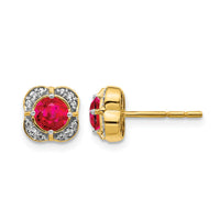 14k Diamond and Ruby Fancy Earrings-EM3923-RU-010-YA