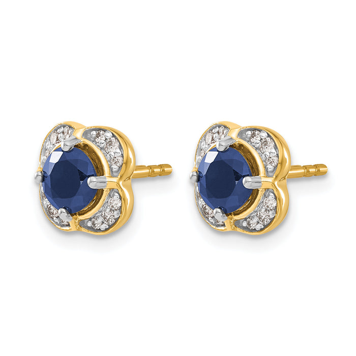 14k Diamond and Sapphire Fancy Earrings-EM3923-SA-013-YA