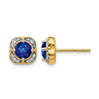 14k Diamond and Sapphire Fancy Earrings-EM3923-SA-013-YA