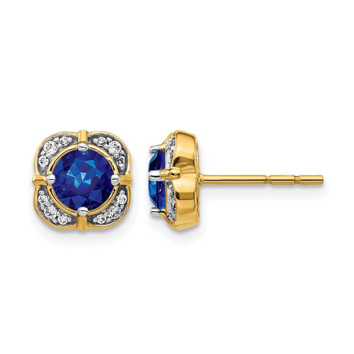 14k Diamond and Sapphire Fancy Earrings-EM3923-SA-013-YA
