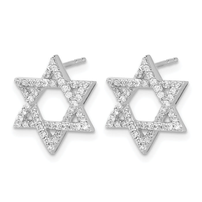 14k White Gold Diamond Star of David Earrings-EM3939-038-WA