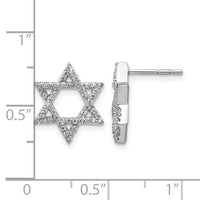 14k White Gold Diamond Star of David Earrings-EM3939-038-WA