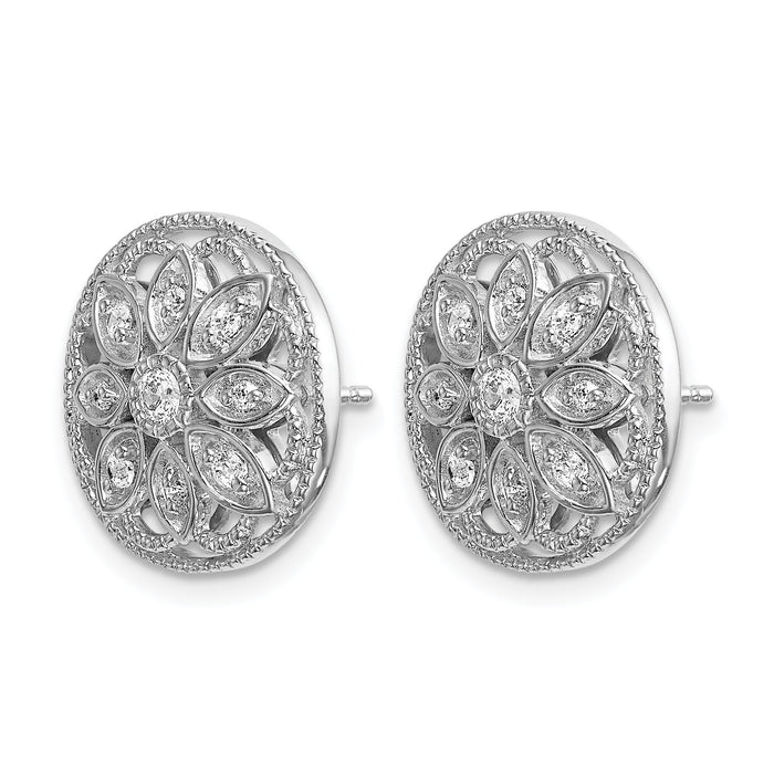 14k White Gold Diamond Fancy Floral Earrings-EM3941-025-WA