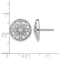 14k White Gold Diamond Fancy Floral Earrings-EM3941-025-WA