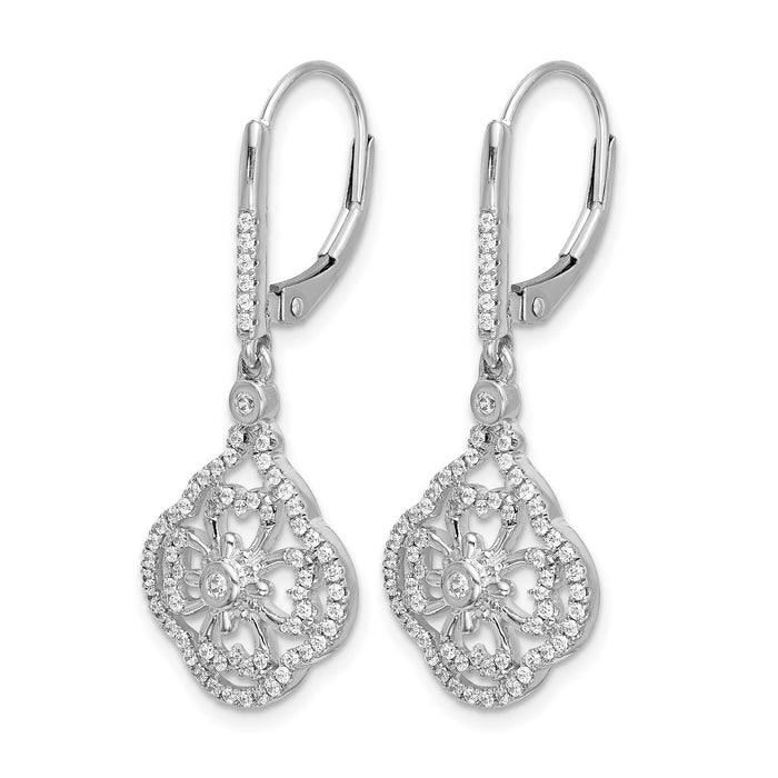 14k White Gold Diamond Fancy Leverback Earrings-EM3946-055-WA