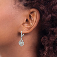 14k White Gold Diamond Fancy Leverback Earrings-EM3946-055-WA