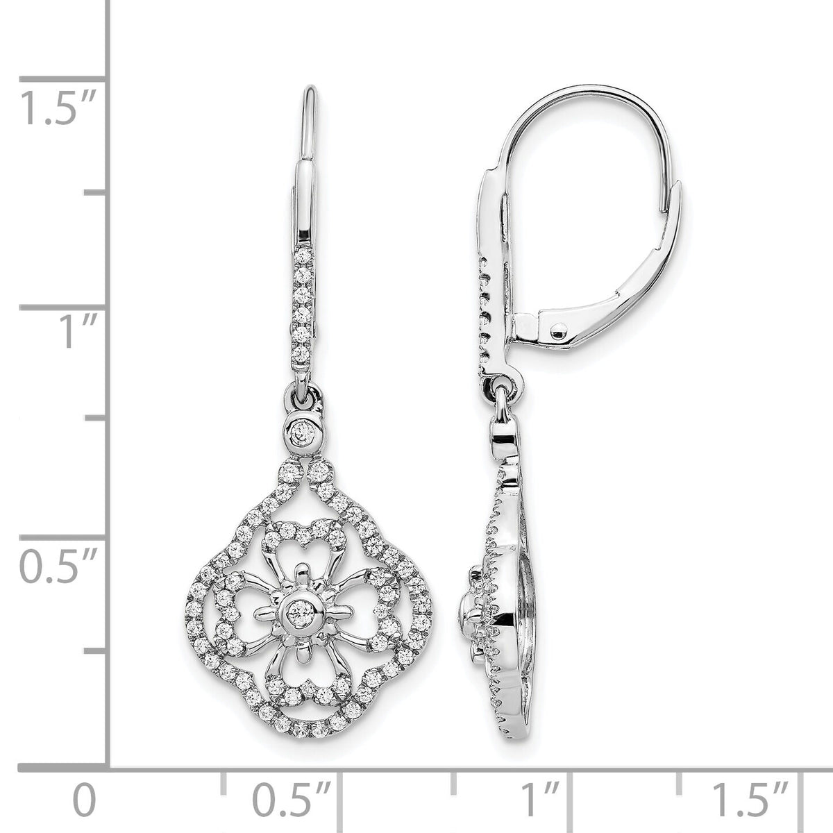 14k White Gold Diamond Fancy Leverback Earrings-EM3946-055-WA