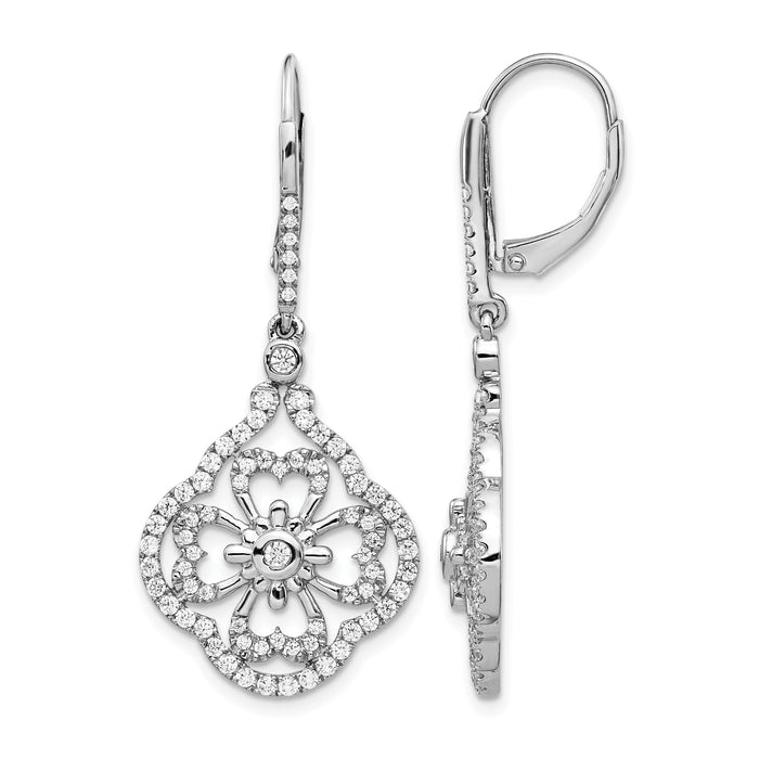 14k White Gold Diamond Fancy Leverback Earrings-EM3946-100-WA