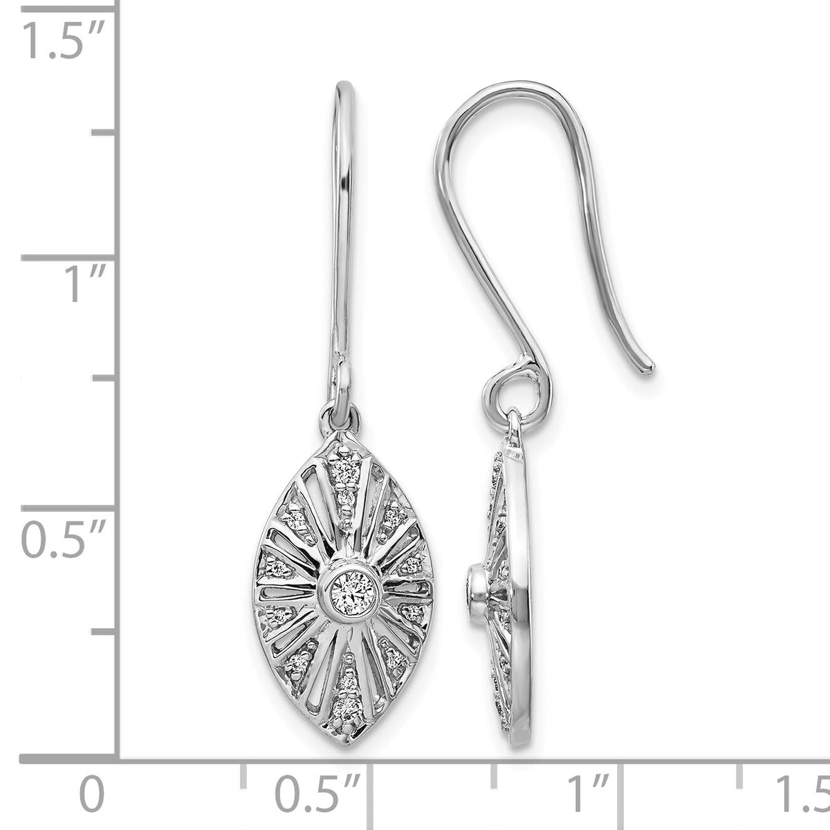 14k White Gold Diamond Vintage Dangle Earrings-EM3954-020-WA