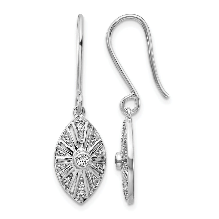 14k White Gold Diamond Vintage Dangle Earrings-EM3954-020-WA