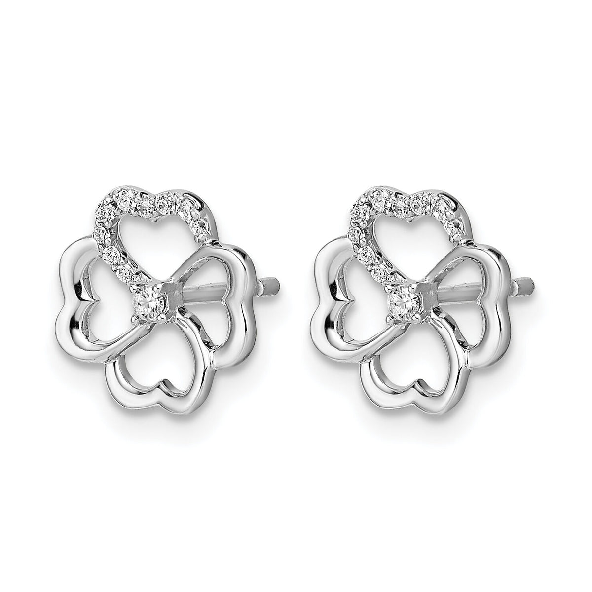 14k White Gold Diamond Fancy Clover Earrings-EM3982-010-WA