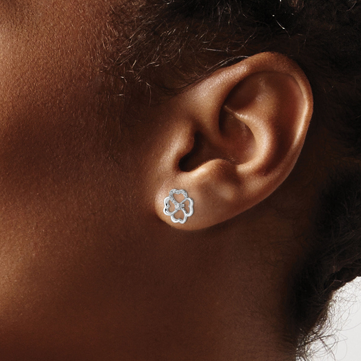 14k White Gold Diamond Fancy Clover Earrings-EM3982-010-WA