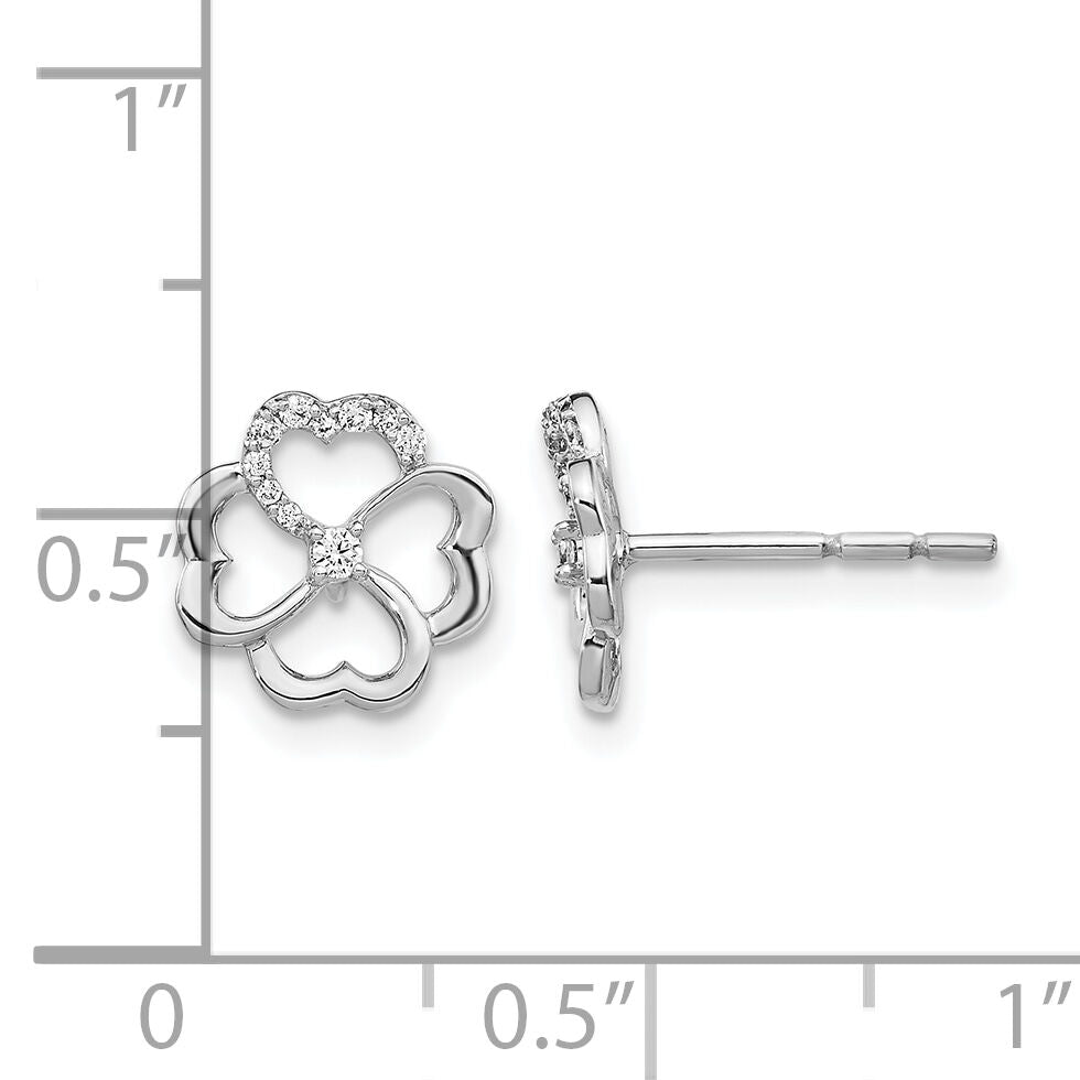 14k White Gold Diamond Fancy Clover Earrings-EM3982-010-WA
