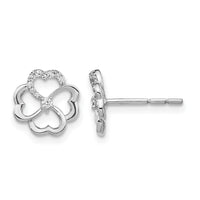 14k White Gold Diamond Fancy Clover Earrings-EM3982-010-WA
