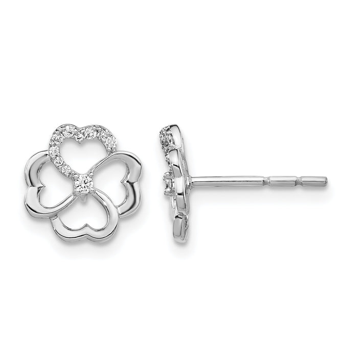 14k White Gold Diamond Fancy Clover Earrings-EM3982-010-WA