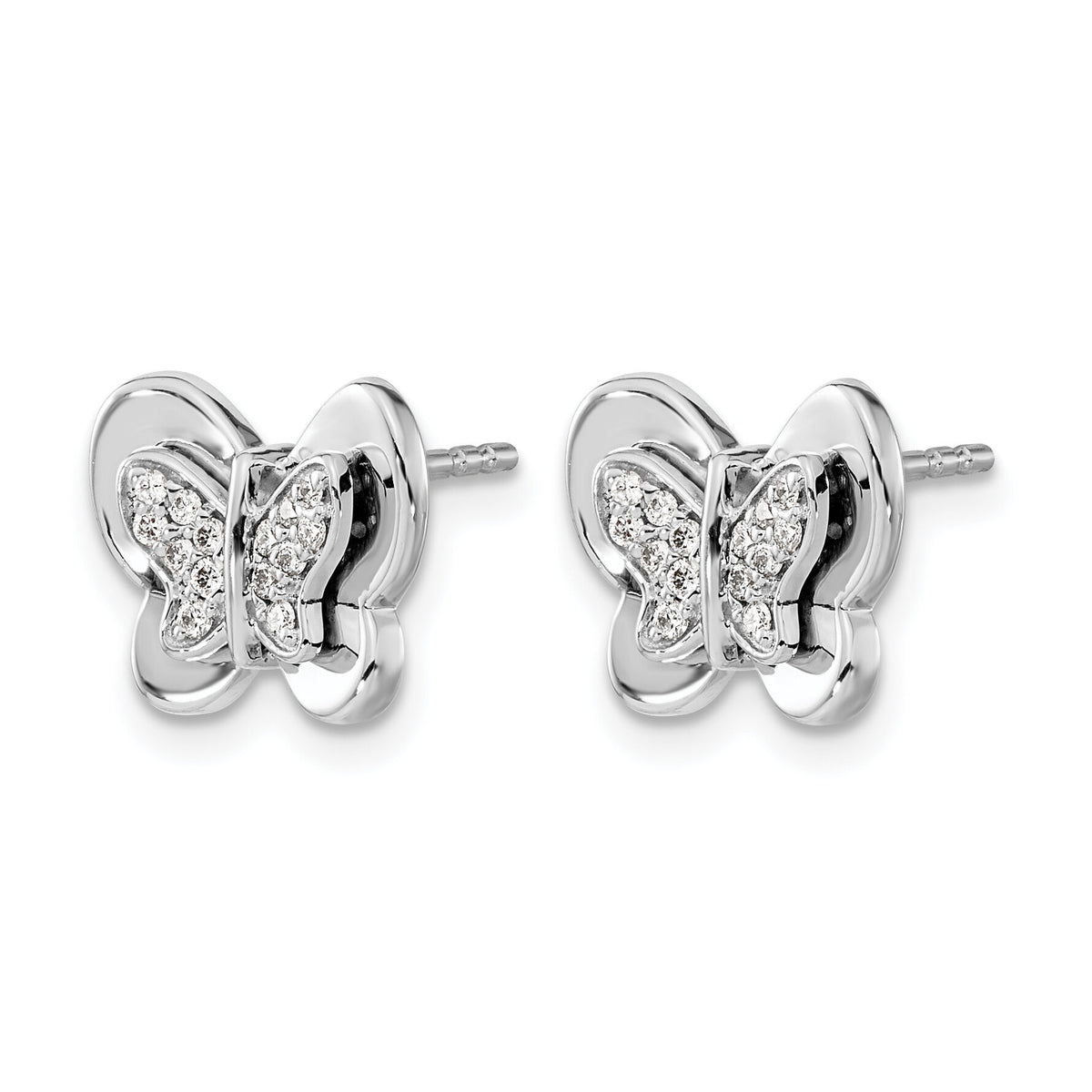 14k White Gold Diamond Butterfly Earrings-EM3991-015-WA