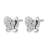 14k White Gold Diamond Butterfly Earrings-EM3991-015-WA