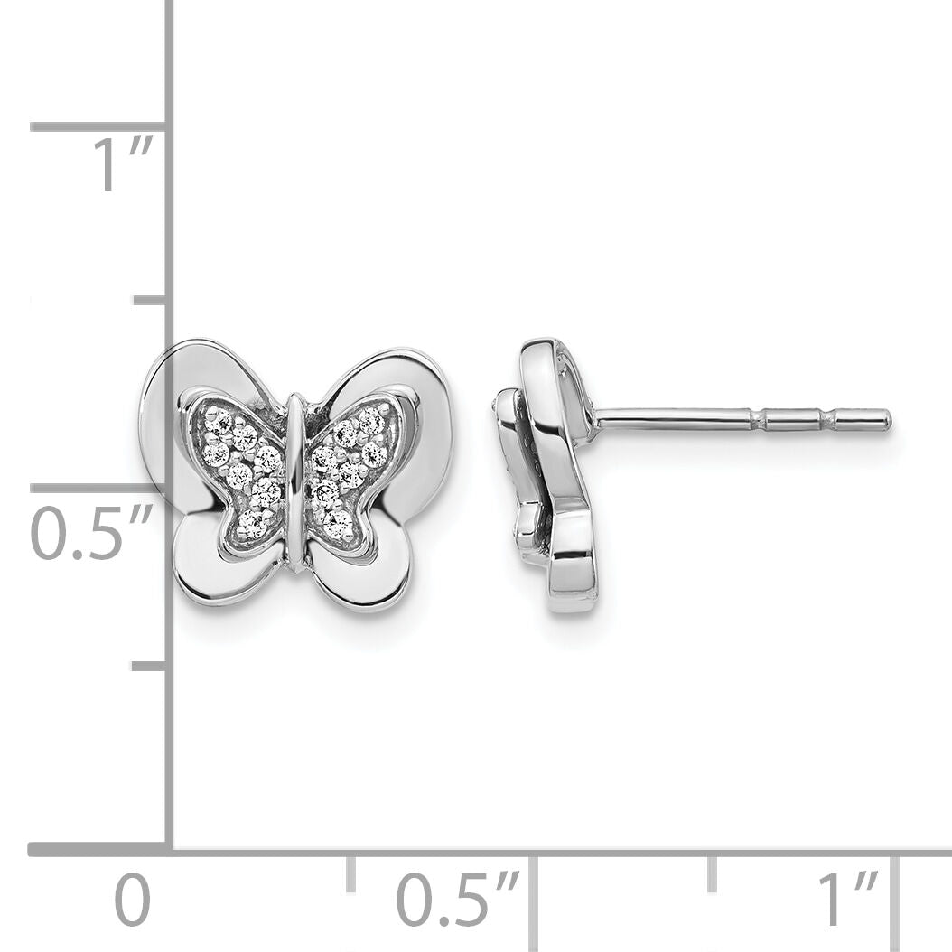 14k White Gold Diamond Butterfly Earrings-EM3991-015-WA