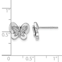 14k White Gold Diamond Butterfly Earrings-EM3991-015-WA