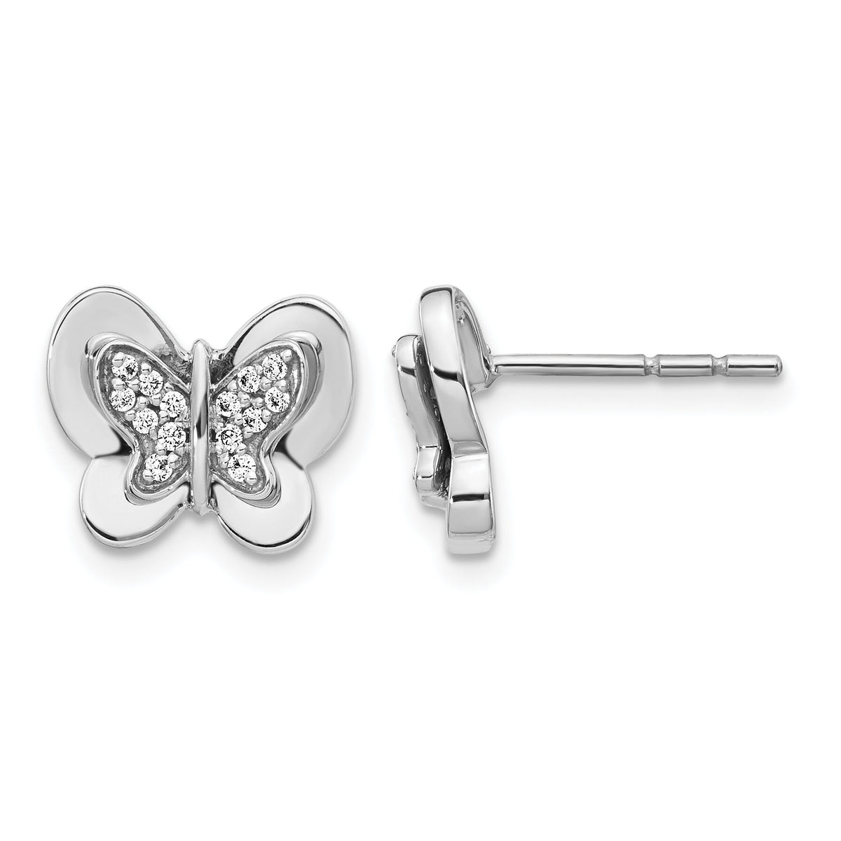 14k White Gold Diamond Butterfly Earrings-EM3991-015-WA