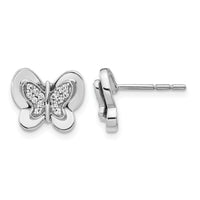 14k White Gold Diamond Butterfly Earrings-EM3991-015-WA