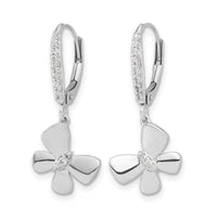 14k White Gold Diamond Butterfly Leverback Earrings-EM3993-015-WA
