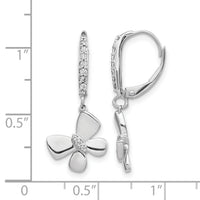 14k White Gold Diamond Butterfly Leverback Earrings-EM3993-015-WA