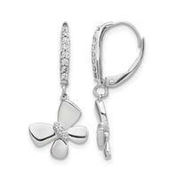 14k White Gold Diamond Butterfly Leverback Earrings-EM3993-015-WA