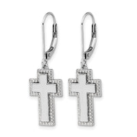 14k White Gold Diamond Fancy Cross Leverback Earrings-EM4002-030-WA