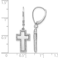 14k White Gold Diamond Fancy Cross Leverback Earrings-EM4002-030-WA
