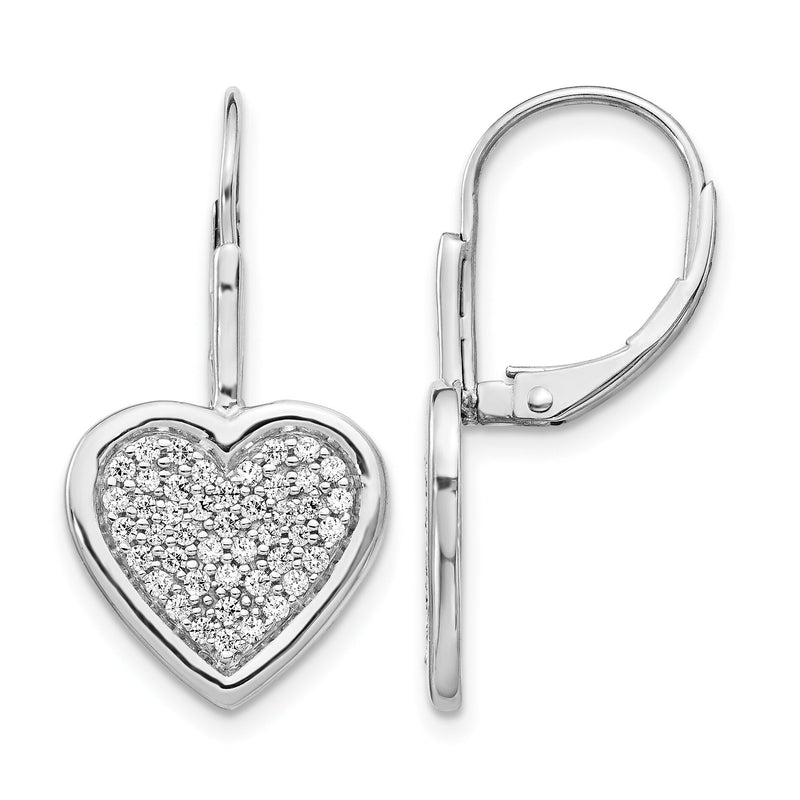 14k White Gold Diamond Fancy Heart Leverback Earrings-EM4014-050-WA