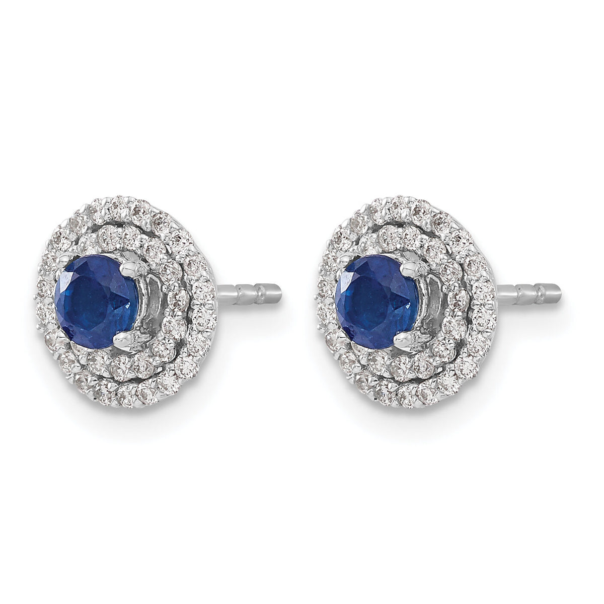 14k White Gold Diamond and Sapphire Stud w/ Jacket Earrings-EM4021-SA-037-WA